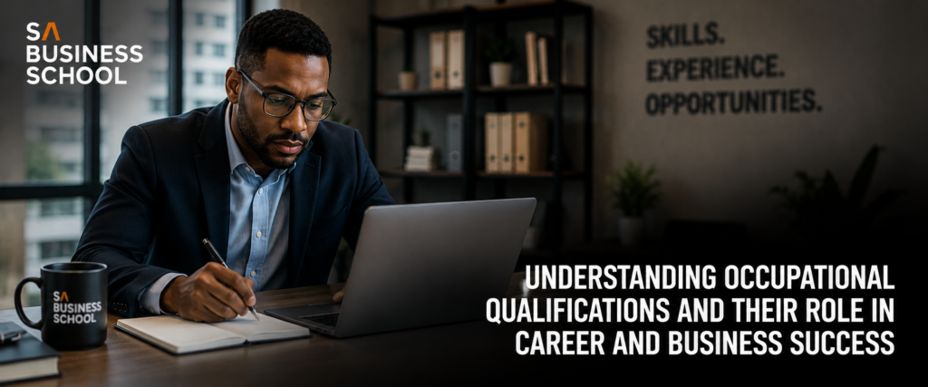 Professional facilitator teaching adult learners during an occupational qualifications training programme in South Africa.